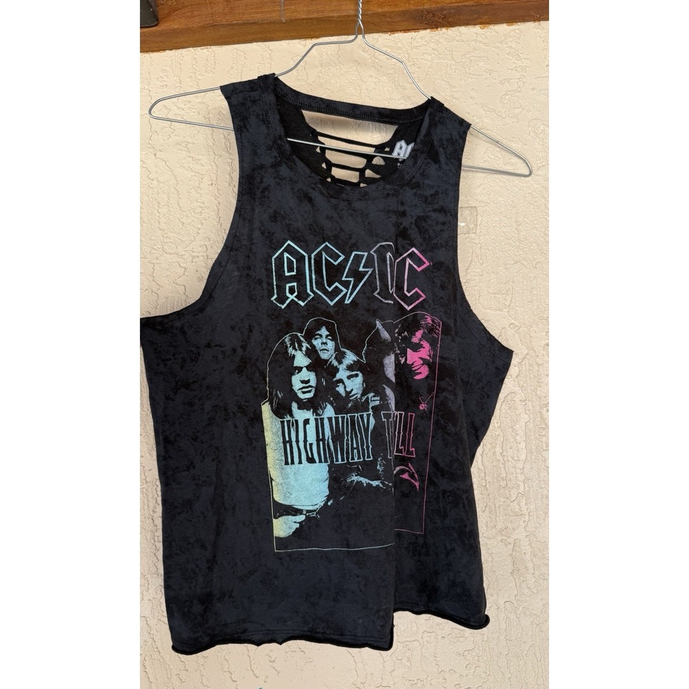 AC/DC Shirt Women M‎ Black Highway To Hell Sleeveless Cut Sleeve Rock n Roll